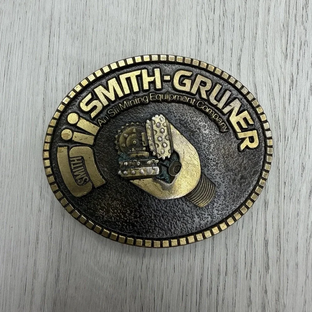 Smith-Gruner SII Mining Equipment Company Vintage Brass Belt Buckle